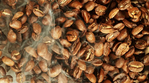 Kaffebönor Flyger Frysen Rörelse Abstrakt Kaffe Bakgrund Med Rostade Bönor — Stockfoto