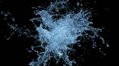 Siyah arka planda su kruvazörü şeklindeki süper yavaş çekim. Yüksek hızlı sinema kamerasıyla çekildi, 1000fps. Üst görüntü görüntüsü.