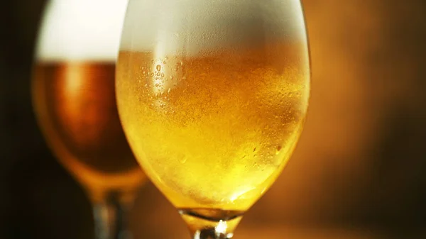 Glass Light Beer Dark Golden Background Isolated Glass Beer Macro — Stockfoto