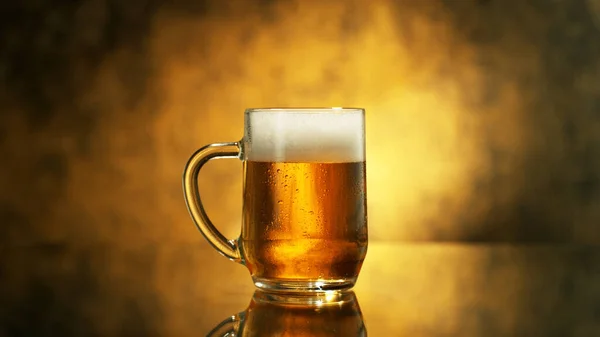 Glass Light Beer Dark Golden Background Isolated Glass Beer — Stock Photo, Image