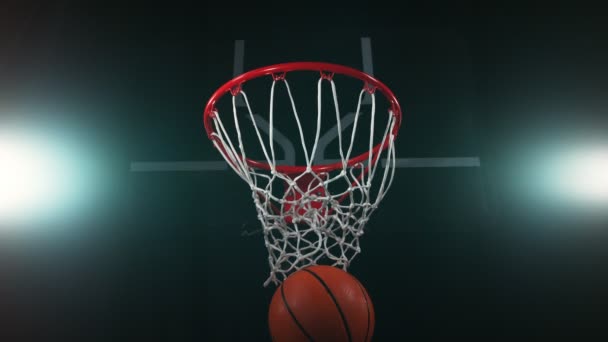 Super Slow Motion Del Giocatore Basket Che Colpisce Cestino Girato — Video Stock