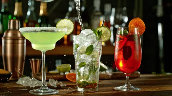 Tilberedning Cocktaildrikker Bar Drikkebakgrunn – stockfoto