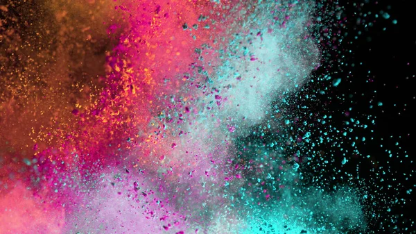 Colored Powder Explosion Abstract Closeup Dust Backdrop Colorful Explode Paint — Stock Photo, Image