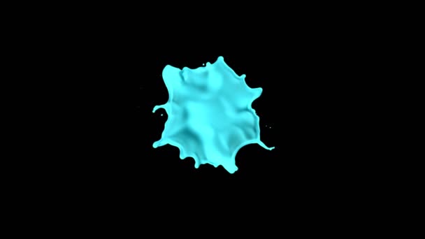 Super Slow Motion Flygande Abstrakt Blå Neon Stänk Svart Bakgrund — Stockvideo