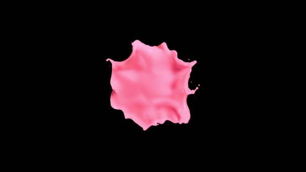Super Lent Mouvement Vol Abstrait Éclaboussure Rose Sur Fond Noir — Video