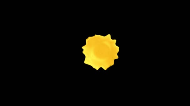 Super Slow Motion Flying Abstract Yellow Splash Black Background Inglês — Vídeo de Stock
