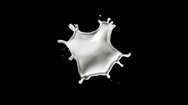 Круглый Молочный Брызг Изолирован Черном Фоне Реалистичный Шот Сливочного Всплеска — стоковое фото