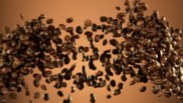 Super Slow Motion Coffee Beans Collision Filmed High Speed Cinema — Stock Video