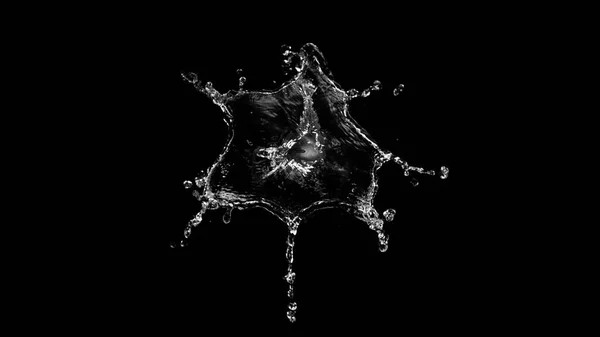 Πιτσιλιές Νερού Απομονωμένες Μαύρο Φόντο Αφηρημένη Shpae — Φωτογραφία Αρχείου