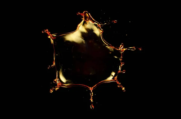 Freeze Motion Shot Oil Splash Liquid Geïsoleerd Zwarte Achtergrond Abstracte — Stockfoto