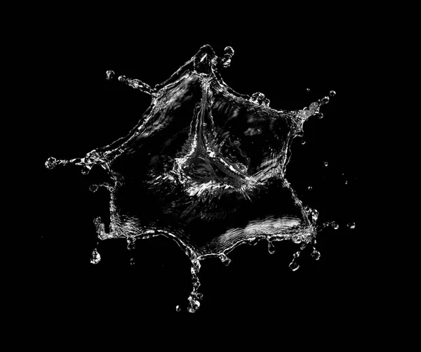 Water Splash Isolated Black Background Abstract Beverages Background — Stock Photo, Image