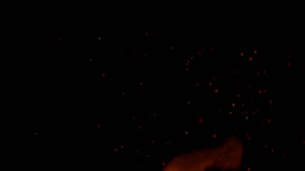Super Slow Motion Fire Sparks Isolated Black Background Filmed High — Vídeos de Stock