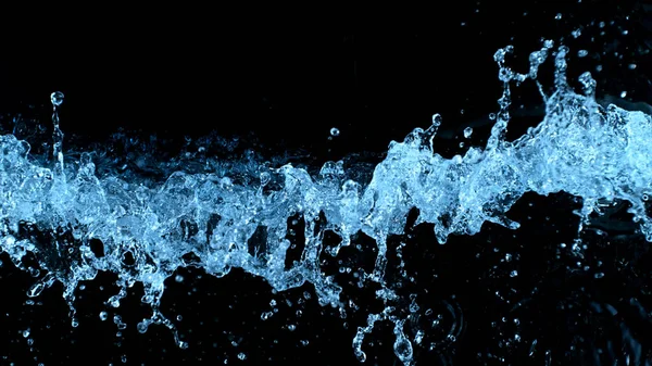 Salpicaduras Agua Abstractas Aisladas Sobre Fondo Negro Congelar Movimiento Composición — Foto de Stock