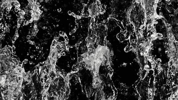 Abstract Water Splashes Isolated Black Background Freeze Motion Overhead Composition — Stock Photo, Image