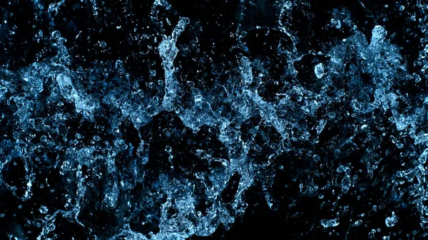 Salpicaduras Agua Abstractas Aisladas Sobre Fondo Negro Congelar Movimiento Composición — Foto de Stock