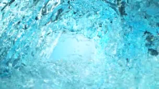 Super Slow Motion Splashing Water Wave Creating Tunnel Shape Filmed — Stock Video