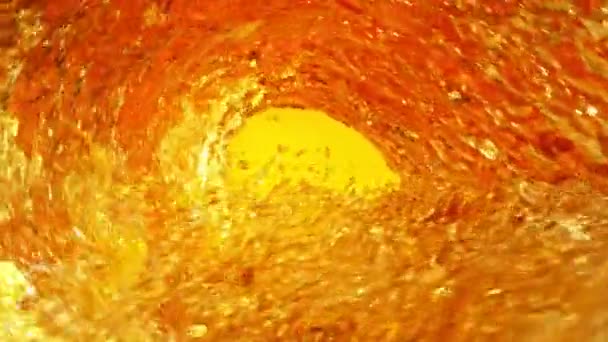 Super Slow Motion Splashing Whiskey Wave Creating Tunnel Shape Filmé — Video