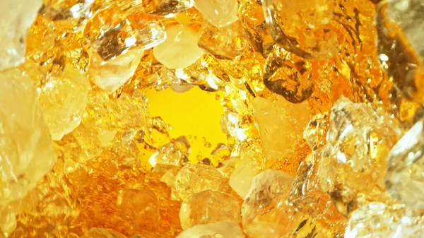 Texture Splashing Whiskey Surface Ice Cubes Tunnel Shape Abstract Beverage — Stock Photo, Image