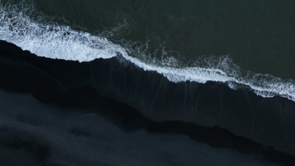 Aerial Panoramic Footage Ocean Waves Shot Drone Perspective Iceland Reynisfjara — Stock video