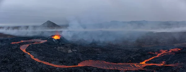 Αεροφωτογραφία Του Ηφαιστείου Eruption Litli Hrutur Hill Fagradalsfjall Volcano System — Φωτογραφία Αρχείου
