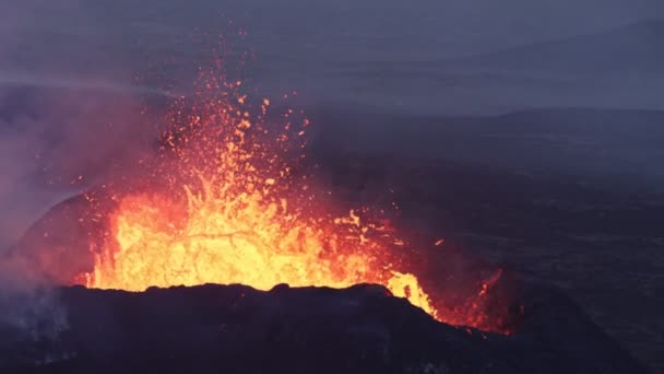 Panoráma Felvétel Litli Hrtur Vulkánkitörésről Izland 2023 Július Fagradalsfjall Láva — Stock videók