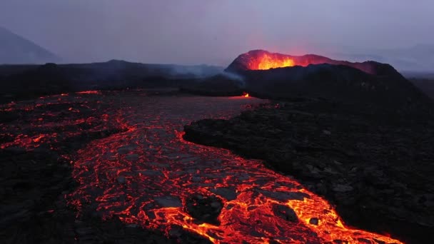 Αεροφωτογραφία Του Ηφαιστείου Litli Hrtur Eruption Ισλανδία 2023 Fagradalsfjall Κηφήνας — Αρχείο Βίντεο