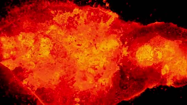 Lavaの爆発による火山の噴火の詳細なビュー アイスランド28 2023 ファラダルズ フィハール ドローンの映像 Lavaはクレーターから爆発し 広がっています — ストック動画