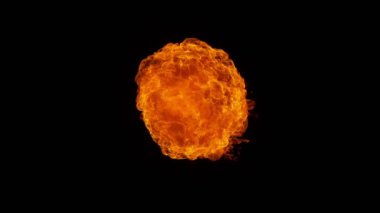 Siyah arka planda izole edilmiş süper yavaş ateş patlaması. Yüksek hızlı sinema kamerası, 1000 fps. Hız rampası etkisi.