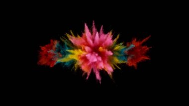 Renkli Toz Patlamasının Süper Yavaş Hareketi. Yüksek Hız Sineması Kamerası 'nda çekildi, 1000fps. Kara Arkaplanda İzole Edilmiş.