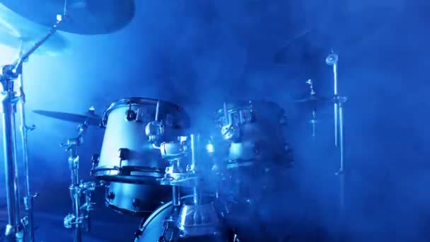 Asamblea Tambores Con Luces Colores Intermitentes Drum Set Concert Luces — Vídeos de Stock
