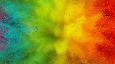 Renkli Toz Patlamasının Süper Yavaş Hareketi Ters Hızda. Yüksek Hız Sinema Kamerası, 1000fps.