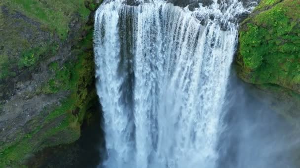 Krásný Islandský Vodopád Skogafoss Skogafoss Jedním Největších Vodopádů Islandu Zpomalený — Stock video