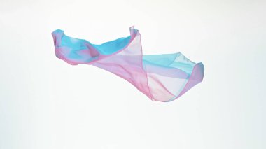 Pürüzsüz Renkli Şeffaf Giysi Beyaz Arkaplanda Ayrı Kaldı. Freeze Motion 'da Uçan Kumaşın Dokusu.