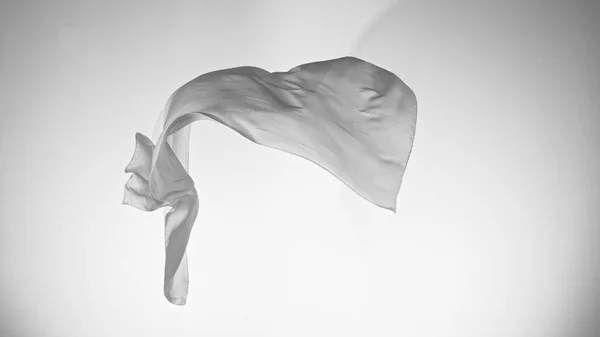 Гладкая Элегантная Белая Прозрачная Ткань Отделена Белом Фоне Текстура Летающей — стоковое фото