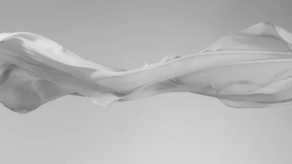 Glatte Elegante Weiße Transparente Tuch Auf Grauem Hintergrund Getrennt Textur — Stockfoto
