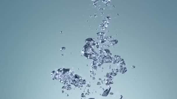 Super Slow Motion Bubblande Färgat Vatten Detalj Inspelning Från High — Stockvideo