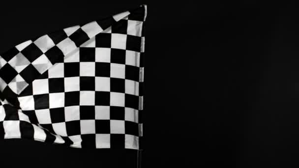 Super Slow Motion Checkered Race Flag Waving Continuently Wind 1000Fps — Stock video