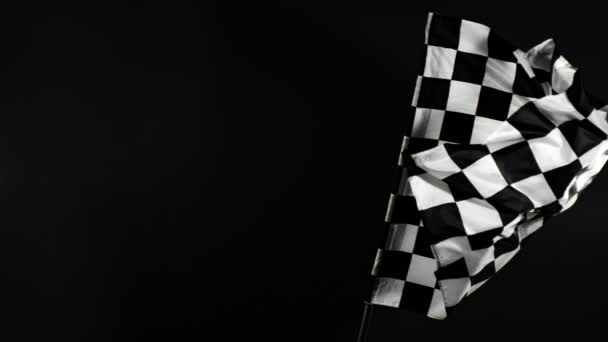 Super Slow Motion Checkered Race Flag Waving Kontinuerlig Vinden 1000 – stockvideo