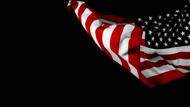 Κυματιστή Σημαία Των Ηπα Απομονωμένη Μαύρο Φόντο State Symbol United — Αρχείο Βίντεο