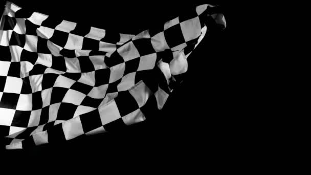 Super Slow Motion Checkered Race Flag Waving Continuously Wind 1000Fps — Video Stock