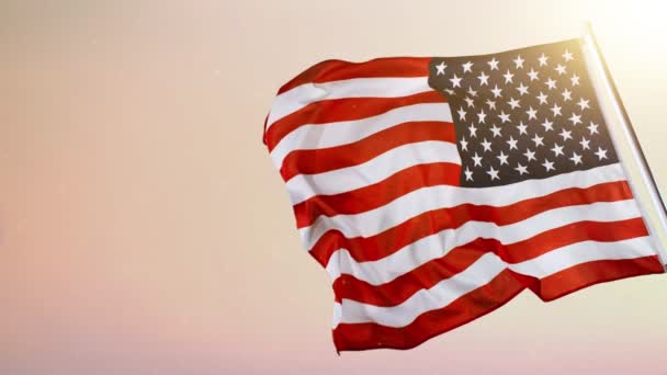 Super Slow Motion Viftande Flagga Usa Med Sky Bakgrunden Inspelning — Stockvideo