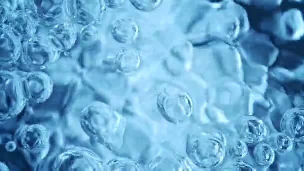 超慢运动的气泡蓝水在细节 极端宏观射击 抽象纹理 在高速电影摄影机上拍摄 1000 Fps — 图库视频影像