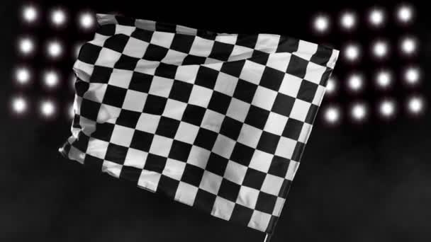 Super Slow Motion Checkered Race Flag Waving Continuously Wind 1000Fps — Stock Video