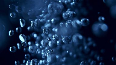 Suda Sıvı Baloncuklar, Sıvı içinde Molekül. Süper Macro Şat Detaylı Köpüren Su, Doku.