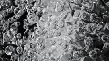Suda Sıvı Baloncuklar, Sıvı içinde Molekül. Süper Macro Şat Detaylı Köpüren Su, Doku.