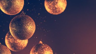 Renkli Parlak Toplar ve Parıldayan Parıltılar Düşen Noel Madalyası. Güzel Tatil Yavaş Sinema Görüntüleri. Yüksek Hız Sinema Kamerası, 1000 fp..