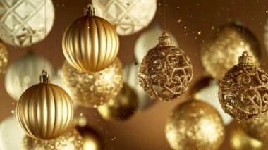 Renkli Parlak Toplar ve Parıldayan Parıltılar Düşen Noel Madalyası. Güzel Tatil Yavaş Sinema Görüntüleri. Yüksek Hız Sinema Kamerası, 1000 fp..