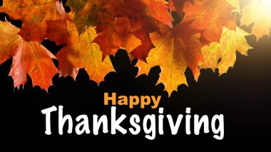 23 Kasım Şükran Günü 'nü kutluyoruz. Düşen Sonbahar Yaprakları Şükran Günü metniyle. Davetiye Kartı.