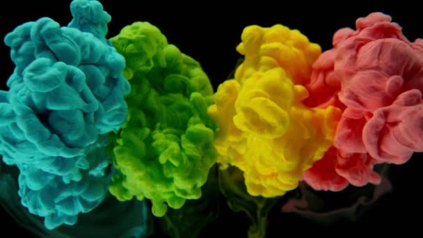 Super Zeitlupe Farbiger Farben Die Sich Wasser Mischen Isoliert Auf Stock-Filmmaterial