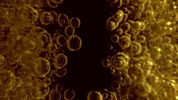 Super Slow Motion Bubbling Golden Liquid Detalle Macro Shot Extremo — Vídeo de stock